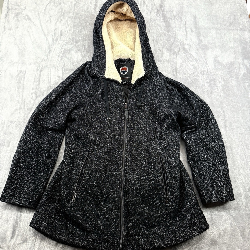 1 MADISON EXPEDITION HERITAGE COLLECTION Jacket WOMEN L FULL ZIP Sherpa Hood